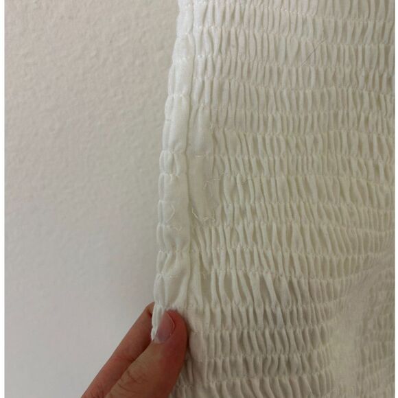 Vintage Y2K babydoll Poof New York Shirt white stretch Size L‎ milkmaid ruched - Picture 9 of 12